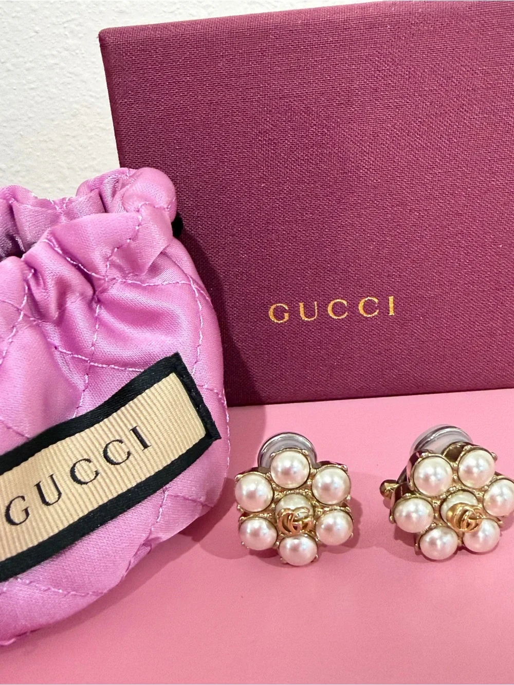 Gucci Pearl Flower Clip-On Earrings